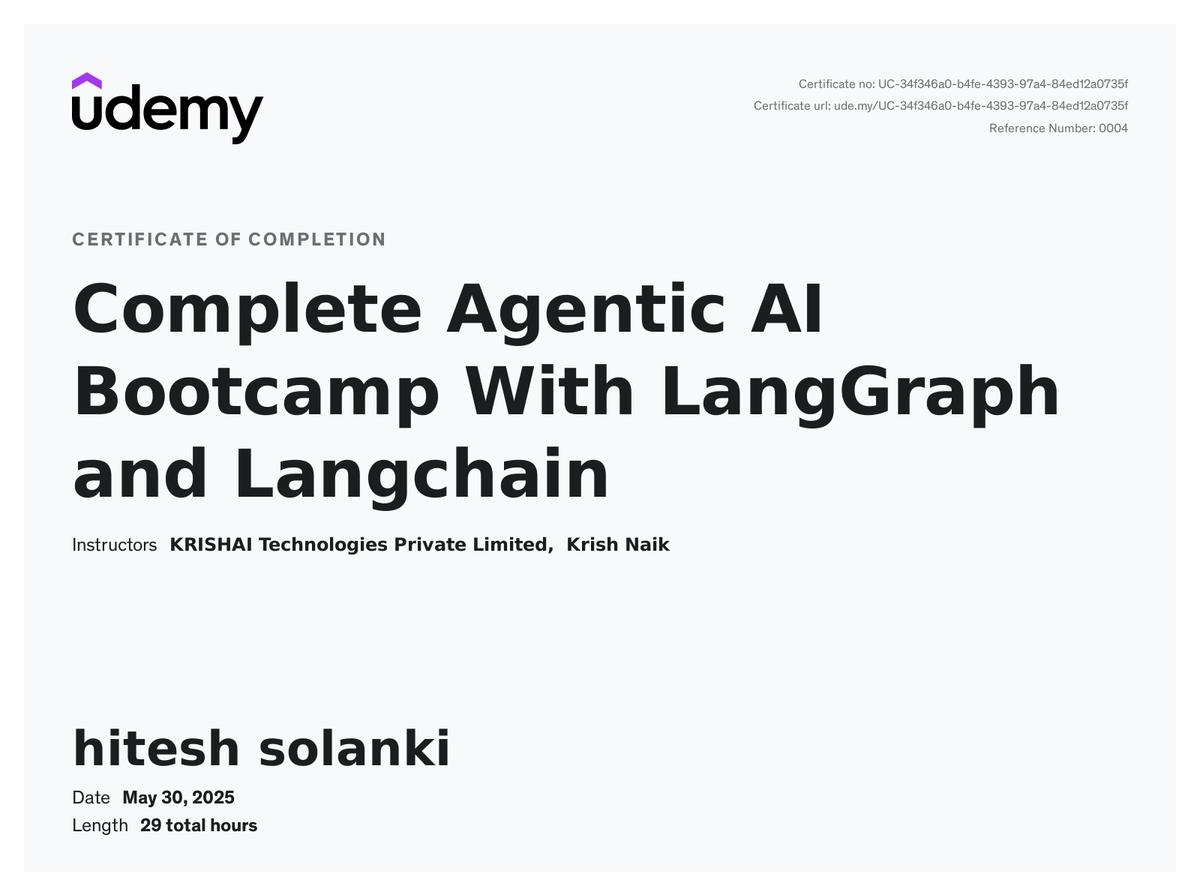 Complete Agentic AI Bootcamp With LangGraph and Langchain